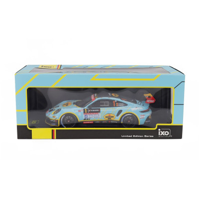 IXO MODELS PORSCHE 911 992 RALLY GT N 1 5th RALLY WALLONIEN 2025 CEDRIC CHERAIN - DAMIEN WITHERS - LIGHT BLUE YELLOW BLACK 1/18