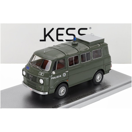 KESS MODEL ALFA ROMEO F-12 MINIBUS 1-SERIES - POLIZIA - POLICE - 1970 - MILITARY GREEN 1/43