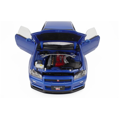 KK SCALE NISSAN SKYLINE GT-R (R34) V-SPEC II 2001 - CERCHI BBS - BBS RIMS - BLUE MET 1/12