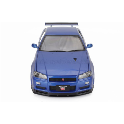 KK SCALE NISSAN SKYLINE GT-R (R34) V-SPEC II 2001 - CERCHI BBS - BBS RIMS - BLUE MET 1/12