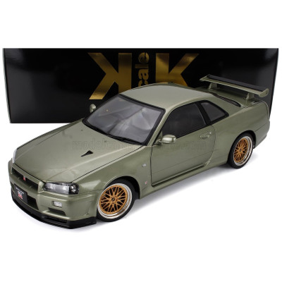 KK SCALE NISSAN SKYLINE GT-R (R34) V-SPEC NUR 2001 - CERCHI BBS - BBS RIMS - GREEN MET 1/12