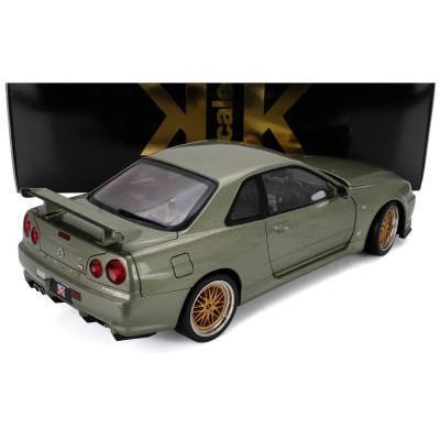 KK SCALE NISSAN SKYLINE GT-R (R34) V-SPEC NUR 2001 - CERCHI BBS - BBS RIMS - GREEN MET 1/12