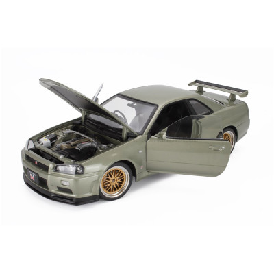 KK SCALE NISSAN SKYLINE GT-R (R34) V-SPEC NUR 2001 - CERCHI BBS - BBS RIMS - GREEN MET 1/12