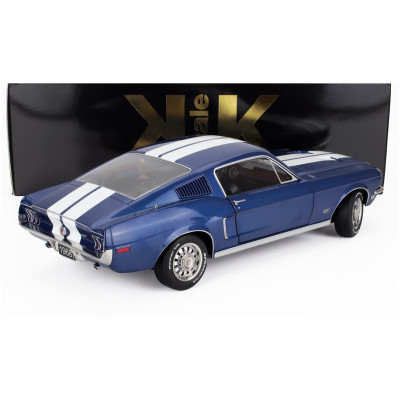 KK SCALE FORD USA MUSTANG GT FASTBACK COUPE 1968 - BLUE WHITE 1/12