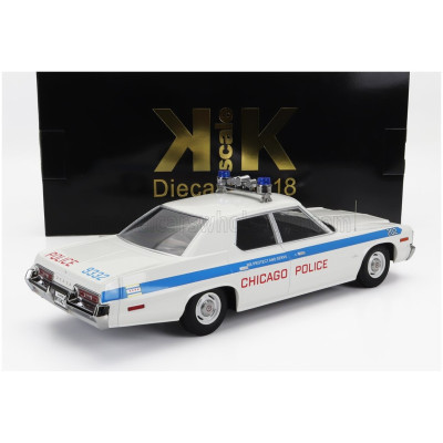 KK SCALE DODGE MONACO CHICAGO POLICE 1974 - WHITE LIGHT BLUE 1/18