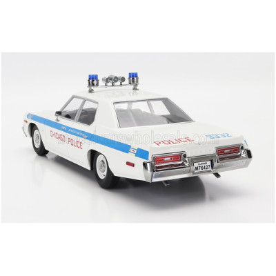 KK SCALE DODGE MONACO CHICAGO POLICE 1974 - WHITE LIGHT BLUE 1/18