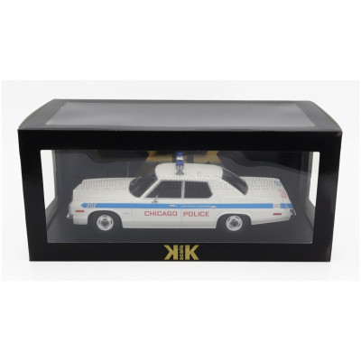 KK SCALE DODGE MONACO CHICAGO POLICE 1974 - WHITE LIGHT BLUE 1/18