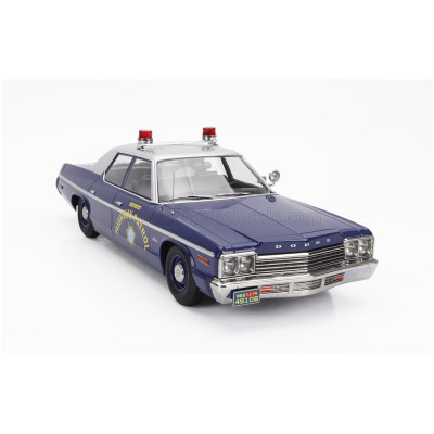KK SCALE DODGE MONACO NEVADA HIGHWAY PATROL POLICE 1974 - BLUE WHITE 1/18