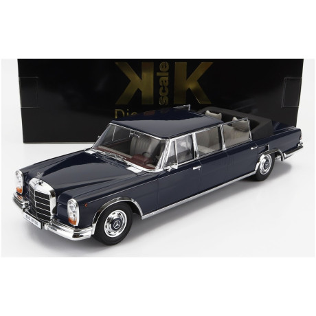 KK SCALE MERCEDES BENZ S-CLASS 600 PULLMAN (W100) LANDAULET SEMICONVERTIBLE 1964 - DARK BLUE 1/18