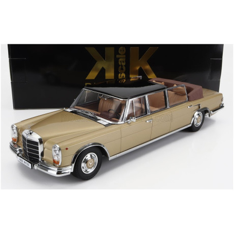 KK SCALE MERCEDES BENZ S-CLASS 600 PULLMAN (W100) LANDAULET SEMICONVERTIBLE 1964 - GOLD MET BLACK 1/18