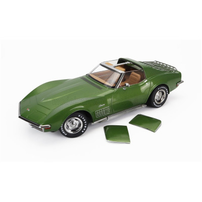 KK SCALE CHEVROLET CORVETTE C3 1972 - WITH REMOVABLE ROOF PARTS - GREEN 1/18