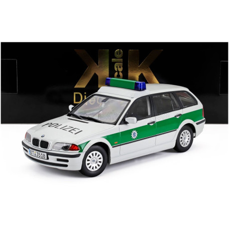 KK SCALE BMW 3-SERIES (E46) TOURING SW STATION WAGON POLIZEI 1999 - WHITE GREEN 1/18