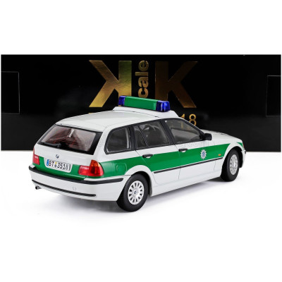 KK SCALE BMW 3-SERIES (E46) TOURING SW STATION WAGON POLIZEI 1999 - WHITE GREEN 1/18