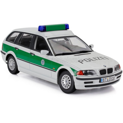 KK SCALE BMW 3-SERIES (E46) TOURING SW STATION WAGON POLIZEI 1999 - WHITE GREEN 1/18
