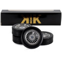 KK SCALE ACCESSORIES SET 4X WHEELS AND RIMS ALPINA FOR BMW 6-SERIES M635 CSI (E24) COUPE 1987 - BLACK CHROME 1/12