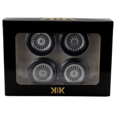 KK SCALE ACCESSORIES SET 4X WHEELS AND RIMS ALPINA FOR BMW 6-SERIES M635 CSI (E24) COUPE 1987 - BLACK CHROME 1/12