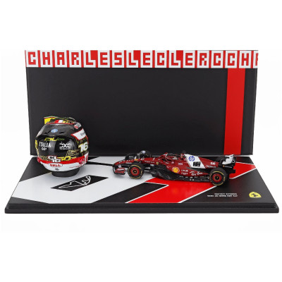 LOOKSMART FERRARI SET FERRARI F1 SF-25 TEAM FERRARI HP SF25 + 1/5 SCALE CASCO HELMET N 16 4th ABU DHABI GP 2025 CHARLES LECLERC