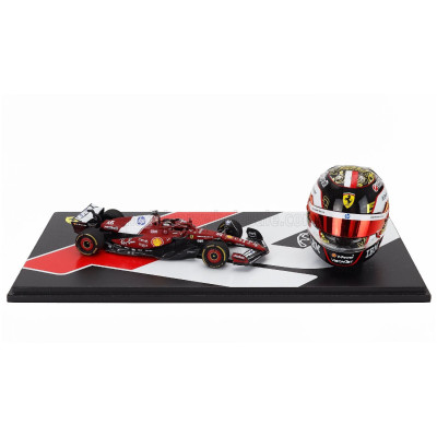 LOOKSMART FERRARI SET FERRARI F1 SF-25 TEAM FERRARI HP SF25 + 1/5 SCALE CASCO HELMET N 16 4th ABU DHABI GP 2025 CHARLES LECLERC