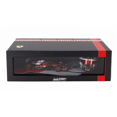 LOOKSMART FERRARI SET FERRARI F1 SF-25 TEAM FERRARI HP SF25 + 1/5 SCALE CASCO HELMET N 16 4th ABU DHABI GP 2025 CHARLES LECLERC