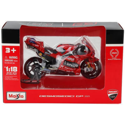 MAISTO DUCATI DESMOSEDICI GP25 TEAM LENOVO N 63 MOTOGP SEASON 2025 FRANCESCO BAGNAIA - RED 1/18