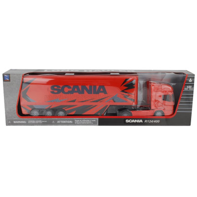 NEWRAY SCANIA R124/400 TRUCK CASSONATO 2000 - ORANGE BLACK 1/32