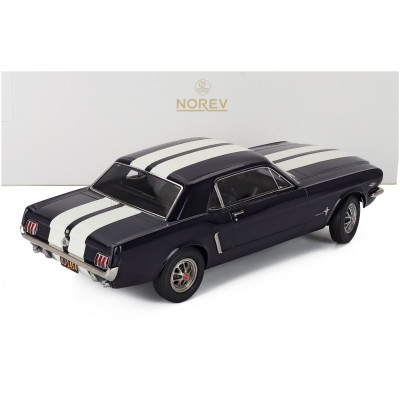 NOREV FORD USA MUSTANG COUPE HARD-TOP 1965 - BLUE WHITE 1/18