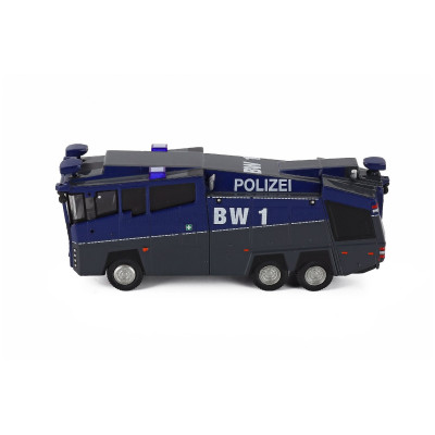 PREMIUM CLASSIXXS ROSENBAUER WASSERFER 10000 POLIZEI BW1 TANKER TRUCK 3-ASSI 2009 - BLUE GREY 1/87