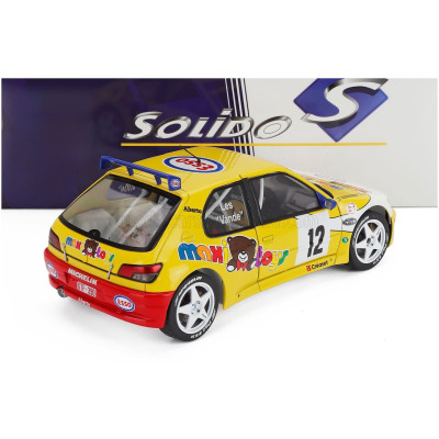 SOLIDO PEUGEOT 306 MAXI N 12 RALLY CONDROZ 1997 JEAN PIERRE VAN DE WAUVER - JEAN VAN DER SCHUEREN - YELLOW WHITE 1/18