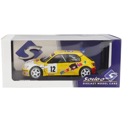 SOLIDO PEUGEOT 306 MAXI N 12 RALLY CONDROZ 1997 JEAN PIERRE VAN DE WAUVER - JEAN VAN DER SCHUEREN - YELLOW WHITE 1/18