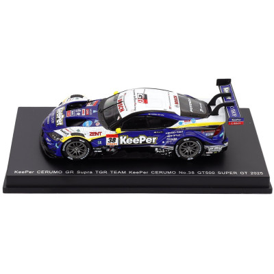 SPARK MODEL TOYOTA SUPRA GR TEAM KEEPER CERUMO N 38 GT500 CLASS SUPER GT 2025 HIROAKI ISHIURA - TOSHIKI OYU - BLUE BLACK WHITE