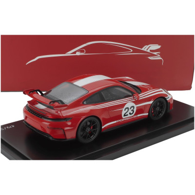 SPARK MODEL PORSCHE 911 992-2 GT3 N 23 COUPE SALZBURG LIVERY 2025 - CON VETRINA - WITH SHOWCASE - RED WHITE 1/18