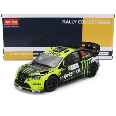SUN STAR FORD ENGLAND FOCUS RS WRC08 MONSTER N 46 RALLY SHOW MONZA 2009 VALENTINO ROSSI - CARLO CASSINA - MATT BLACK YELLOW 1/18