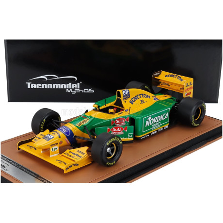 TECNOMODEL BENETTON F1 B193 TEAM BENETTON FORD N 0 TEST BARCELLONA 1993 MICHELE ALBORETO - YELLOW GREEN BLUE 1/18