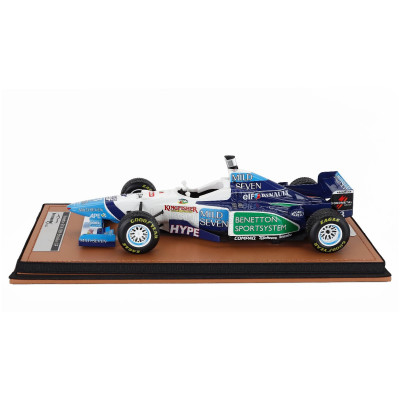 TECNOMODEL BENETTON F1 B196 TEAM RENAULT MILD SEVEN N 3 BRAZILIAN GP RAIN TIRES 1996 JEAN ALESI - WHITE LIGHT BLUE GREEN 1/18