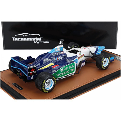 TECNOMODEL BENETTON F1 B196 TEAM RENAULT MILD SEVEN N 4 SPANISH GP RAIN TIRES 1996 GERHARD BERGER - WHITE LIGHT BLUE GREEN 1/18