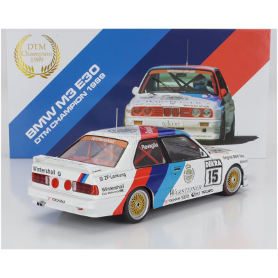 WERK83 BMW 3-SERIES M3 (E30) TEAM SCHNITZER WARSTEINER N 15 WINNER DTM SEASON 1989 ROBERTO RAVAGLIA - WHITE RED BLUE 1/18