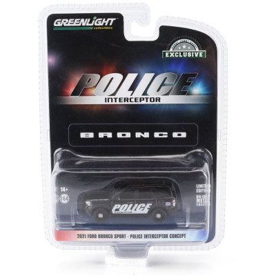 ZÖLD LÁMPÁVAL FORD USA BRONCO SPORT POLICE ELFOGÓ 2021 - FEKETE 1/64