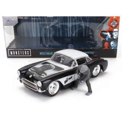 JADA CHEVROLET CORVETTE FARKASEMBER FIGURÁVAL 1957 - FEKETE-FEHÉR 1/24
