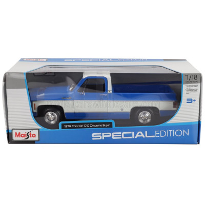 MAISTO CHEVROLET C-10 PICK-UP CHEYENNE SUPER 1974 - BLUE WHITE 1/18