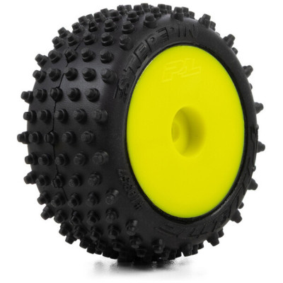 Pro-Line kolo s pneu Edge přední / Step Pin zadní, disk žlutý, Hex 7mm (4): Losi Micro-T