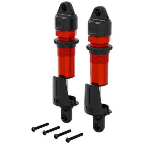 Arrma tlumič přední, kovový, 15mm, 143.5mm, píst 4x1.9 mm, olej 1300 cSt, červený