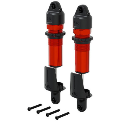 Arrma tlumič zadní, kovový, 15mm, 153.5mm, píst 4x1.9 mm, olej 1300 cSt, červený