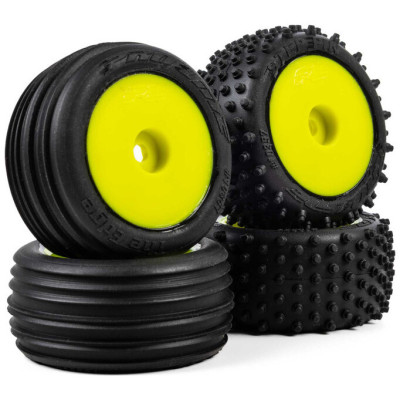 Pro-Line kolo s pneu Edge přední / Step Pin zadní, disk žlutý, Hex 7mm (4): Losi Micro-T