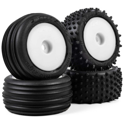 Pro-Line kolo s pneu Edge přední / Step Pin zadní, disk bílý, Hex 7mm (4): Losi Micro-T