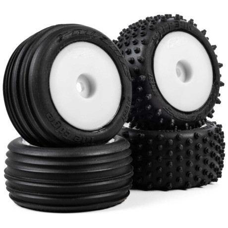 Pro-Line kolo s pneu Edge přední / Step Pin zadní, disk bílý, Hex 7mm (4): Losi Micro-T