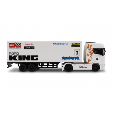 Mini Scania 730 S so skriňovým návesom, pohon 4WD, mierka 1:64, RTR, biela