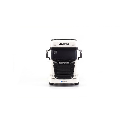 Mini Scania 730 S so skriňovým návesom, pohon 4WD, mierka 1:64, RTR, biela