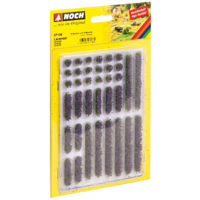 Trávne prúžky, trsy, levanduľa