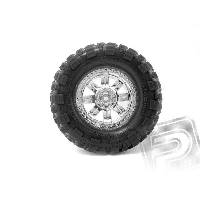 Nalepené Super Mudders gumy 155x85mm na chromových diskách, 2ks. pro Savage