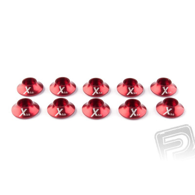 Kovová podložka s O-kroužkem (X logo) 3 mm, červená, 10.ks